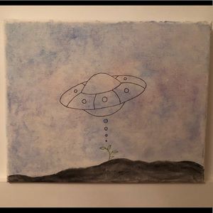 Watercolor ufo painting